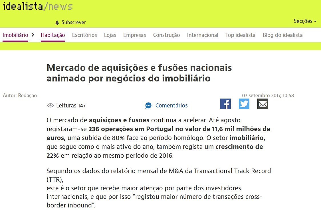 Mercado de aquisies e fuses nacionais animado por negcios do imobilirio